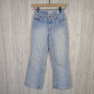 Paris Blues Girls Size 12 Wide Flare Leg Denim Jeans Blue Light Wash 100% Cotton